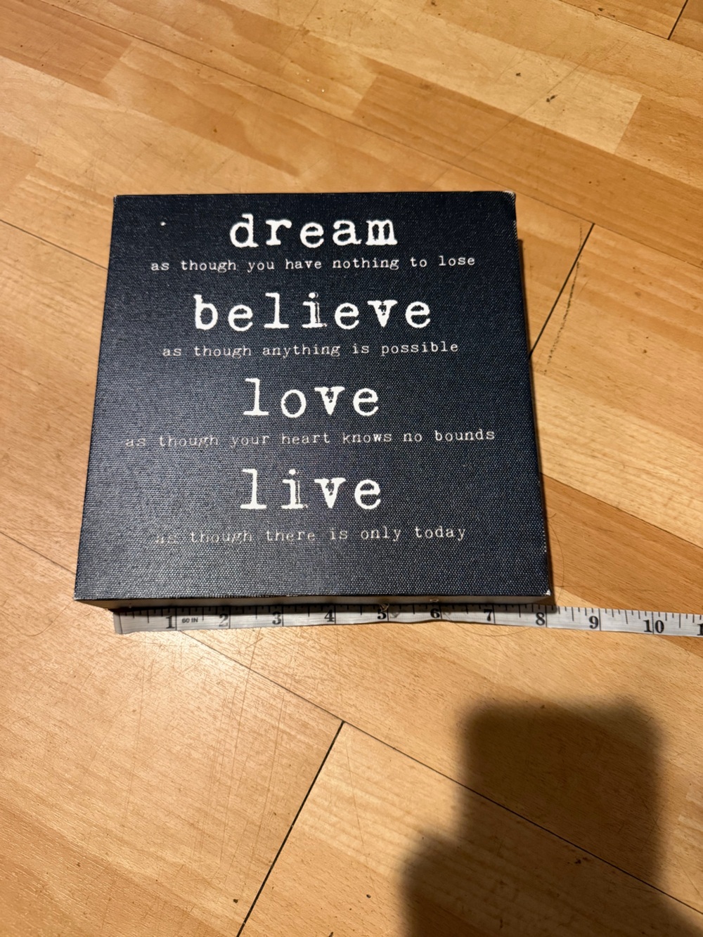 Dream Believe Love Live Black Inspirational Canvas Plaque wall decor home accent